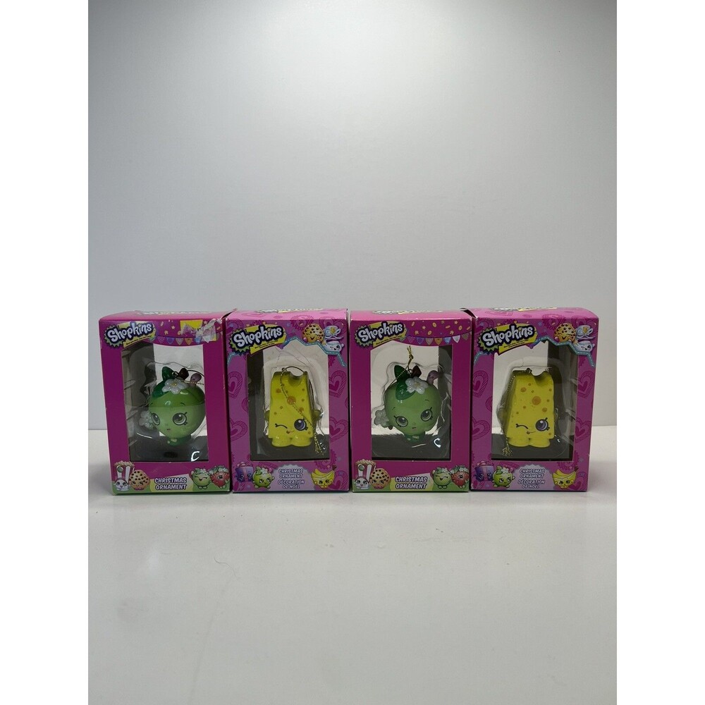 4 Shopkins Chee Zee & Green Apple Christmas Ornaments by Kurt S. Adler